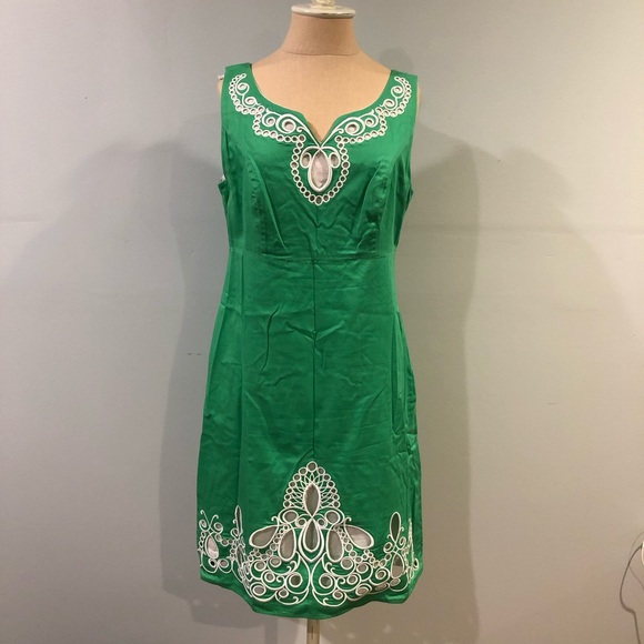 Lilly Pulitzer Green Embroidered Dolly Shift Dress - Picture 1 of 5